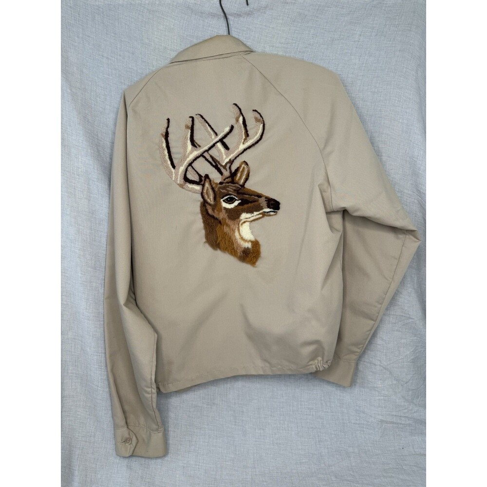 Vintage Auburn Sportswear Jacket Deer Buck Embroidered On Back Adult Size L USA